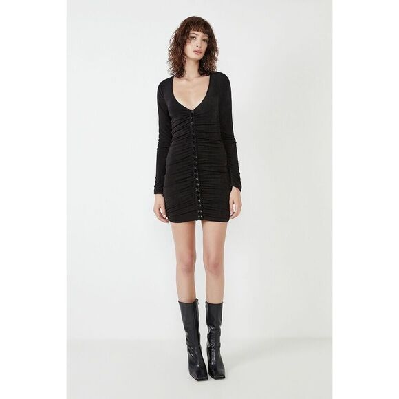 ✨Barbot Demi Rouched Sz Medium Dress In Black✨ - Picture 1 of 15